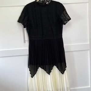 Bohme Black and Cream Midi Dress